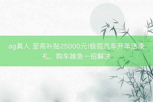 ag真人 至高补贴25000元!极狐汽车开年送豪礼，购车躁急一招解决
