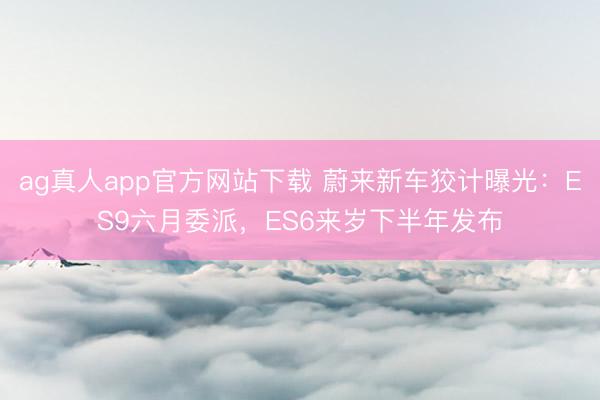 ag真人app官方网站下载 蔚来新车狡计曝光：ES9六月委派，ES6来岁下半年发布