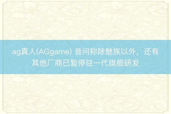 ag真人(AGgame) 音问称除魅族以外，还有其他厂商已暂停驻一代旗舰研发