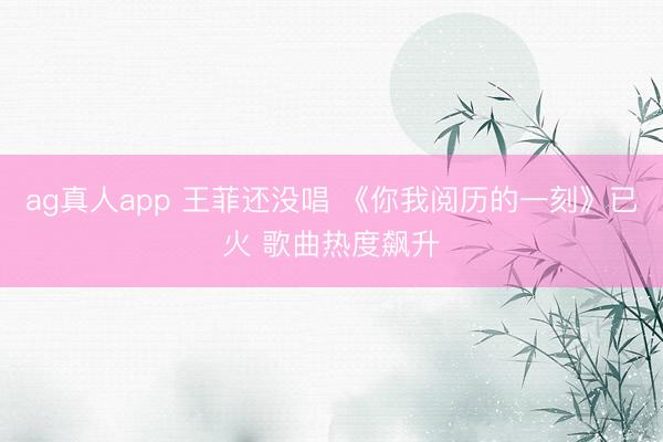 ag真人app 王菲还没唱 《你我阅历的一刻》已火 歌曲热度飙升