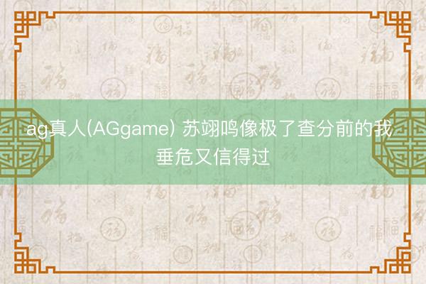 ag真人(AGgame) 苏翊鸣像极了查分前的我 垂危又信得过