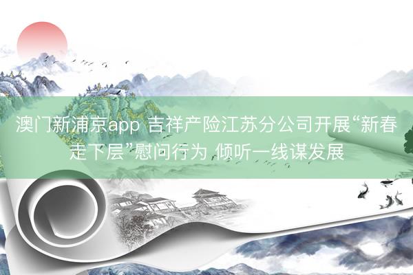 澳门新浦京app 吉祥产险江苏分公司开展“新春走下层”慰问行为 倾听一线谋发展