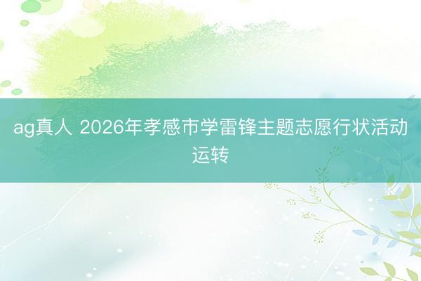 ag真人 2026年孝感市学雷锋主题志愿行状活动运转